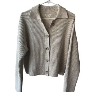 Jessica Simpson Cream Ribbed Knit Cardigan